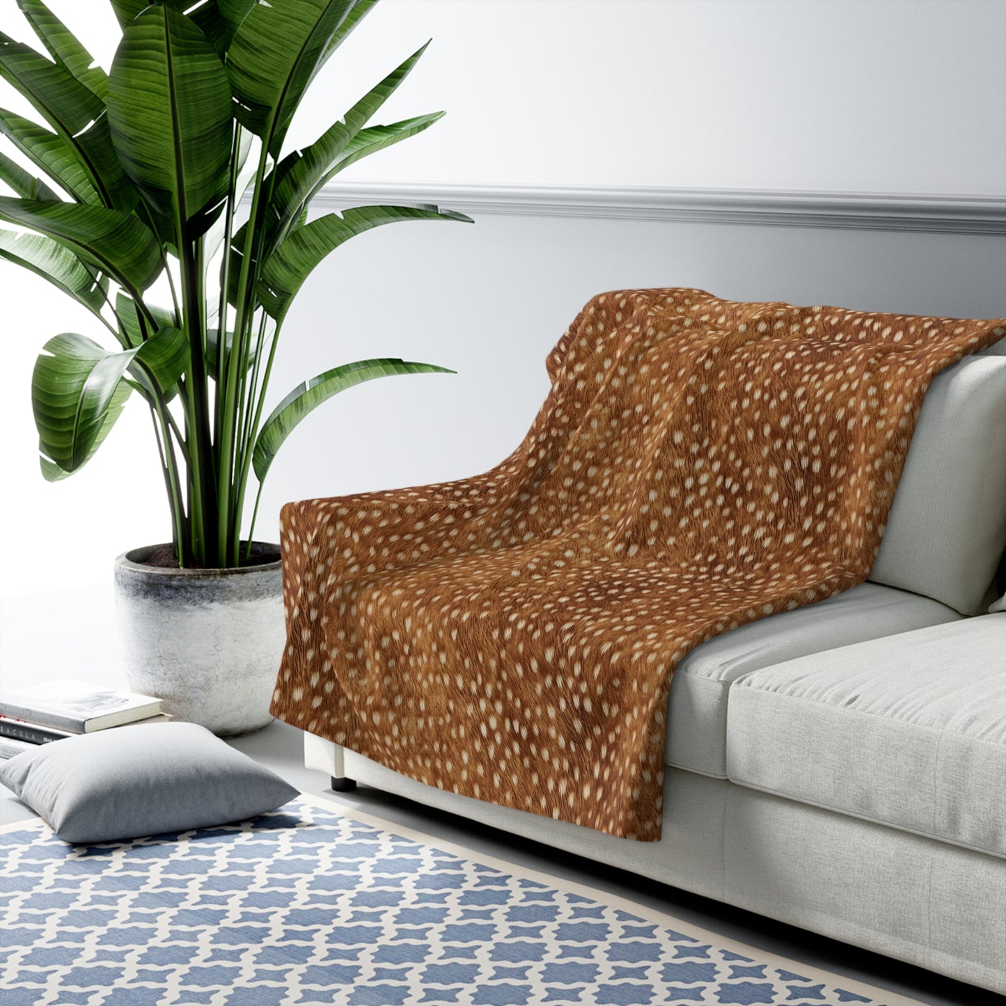 Fawnling Sherpa Blanket | Cozy Faux Deer Fur Throw for Cabin | Lodge & Holiday Decor