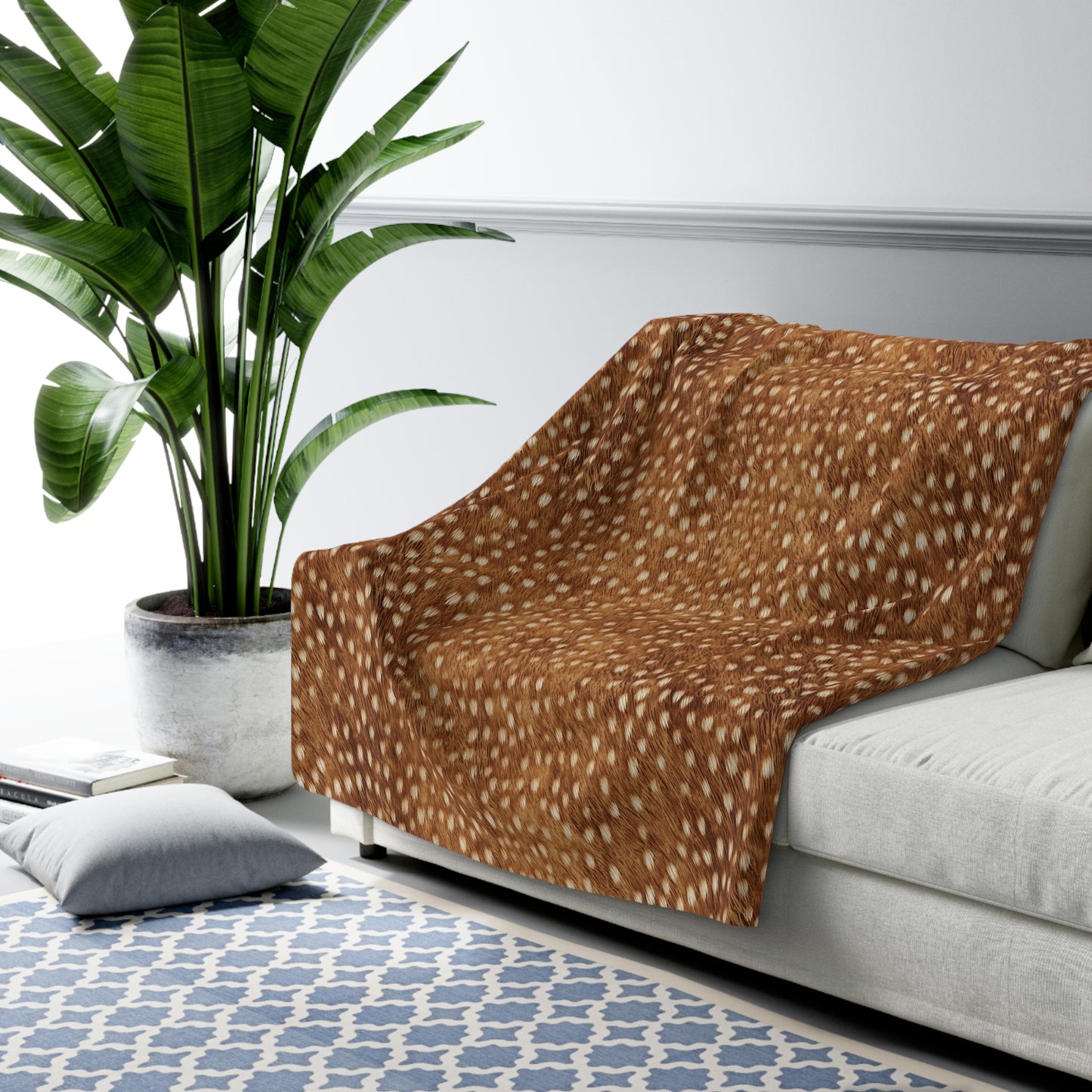 Fawnling Sherpa Blanket | Cozy Faux Deer Fur Throw for Cabin | Lodge & Holiday Decor