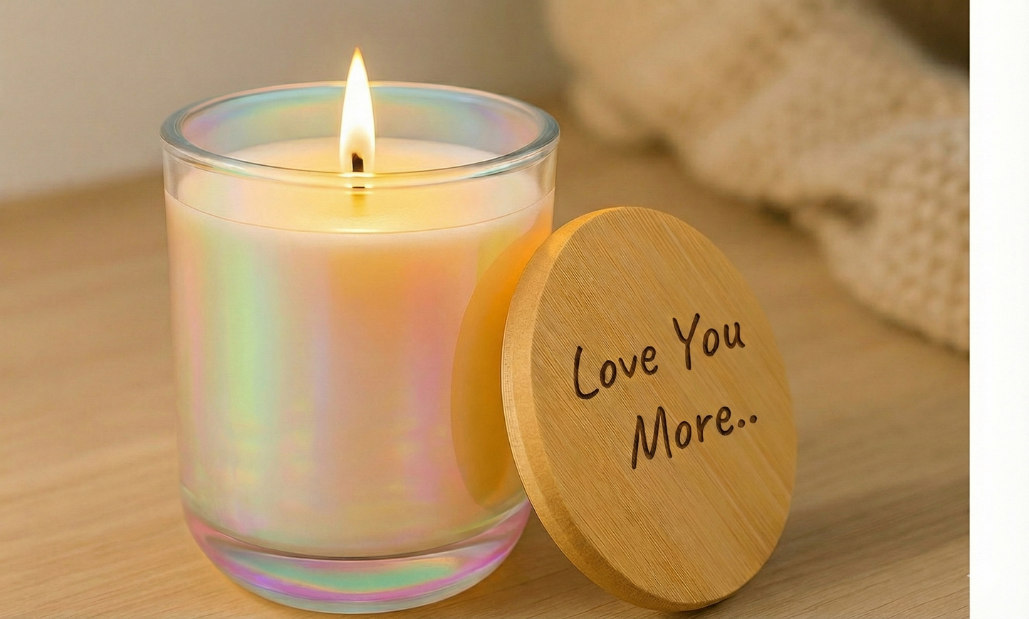 Personalized Luxury Soy Candle | Custom Engraved Bamboo Lid