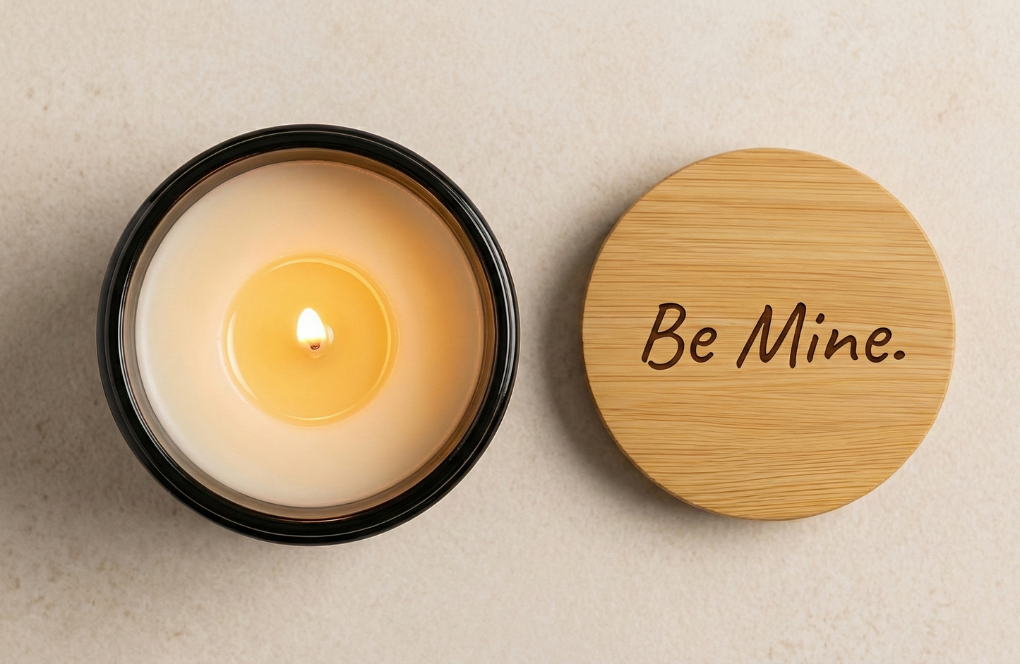 Personalized Luxury Soy Candle | Custom Engraved Bamboo Lid