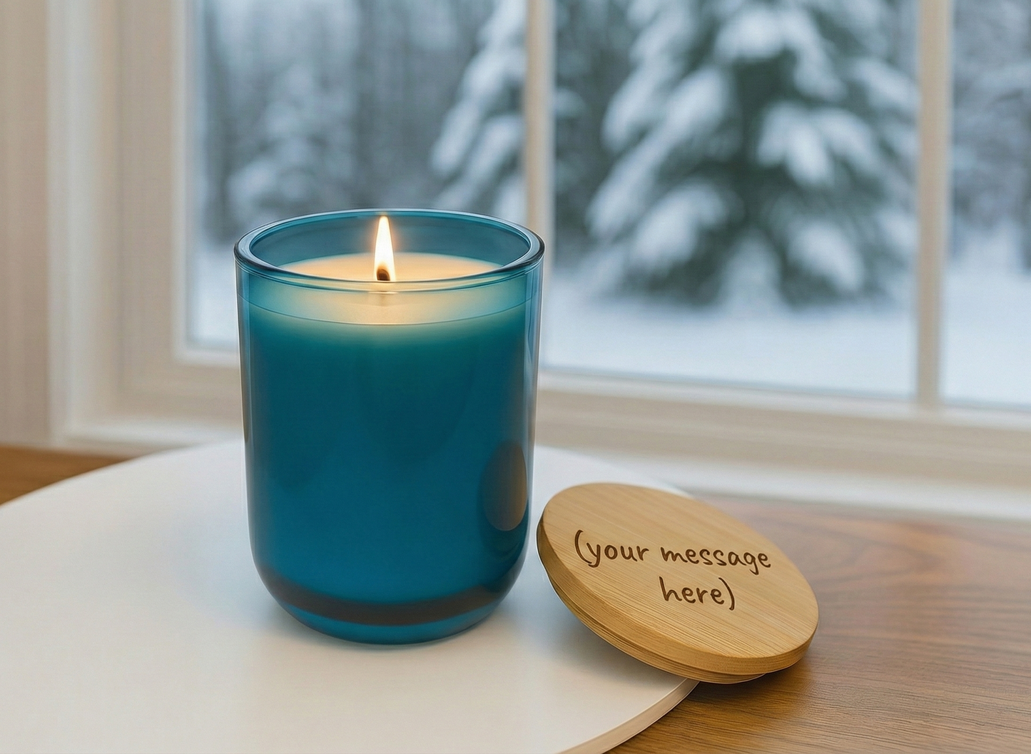 Personalized Luxury Soy Candle | Custom Engraved Bamboo Lid